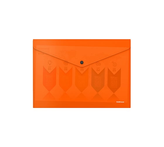 Пластиковая папка-конверт ErichKrause Glossy Neon на кнопке, A4, ассорти по 12 шт 50300