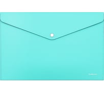 Пластиковая папка-конверт ErichKrause Diagonal Pastel на кнопке Mint, A4 53513