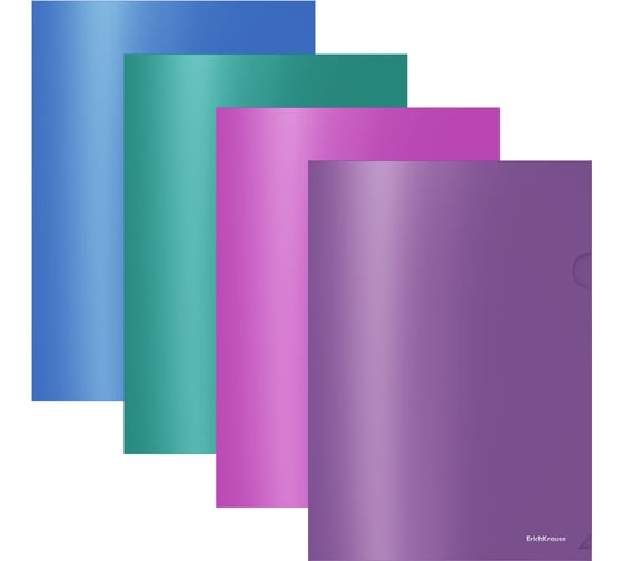 Пластиковая папка-уголок ErichKrause Glossy Vivid, A4, полупрозрачная, ассорти 50160 1