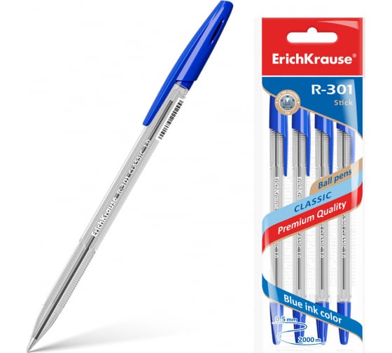 Шариковая ручка ErichKrause R-301 Classic Stick 1.0, синий 22032 1