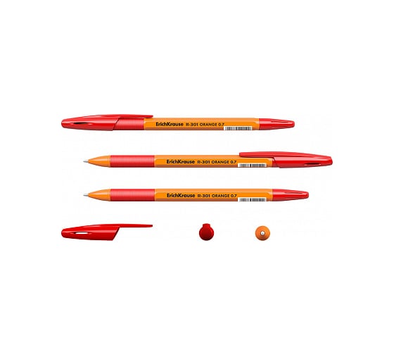 Шариковая ручка ErichKrause R-301 Orange Stick Grip 0.7, красный 43189