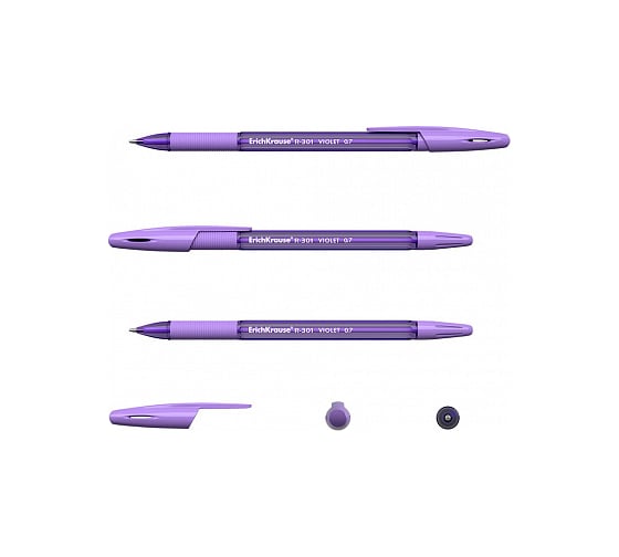 Шариковая ручка ErichKrause R-301 Violet Stick Grip 0.7, фиолетовый 44595