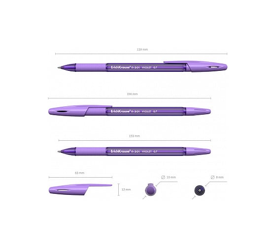 Шариковая ручка ErichKrause R-301 Violet Stick Grip 0.7, фиолетовый 44595