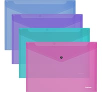 Пластиковая папка-конверт ErichKrause Glossy Vivid на кнопке, A4, ассорти 47116