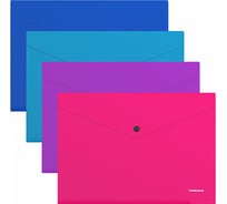 Пластиковая папка-конверт ErichKrause Diagonal Vivid на кнопке, A4, ассорти по 24 шт 47112