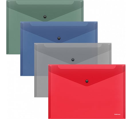 Папка-конверт ErichKrause на кнопке пластиковая текстура Зеркало Классика, B5, полупрозрачный, ассорти 50291