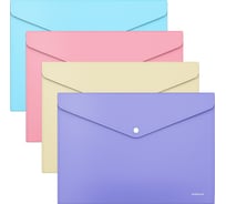 Пластиковая папка-конверт ErichKrause Diagonal Pastel на кнопке, A4, ассорти 50323