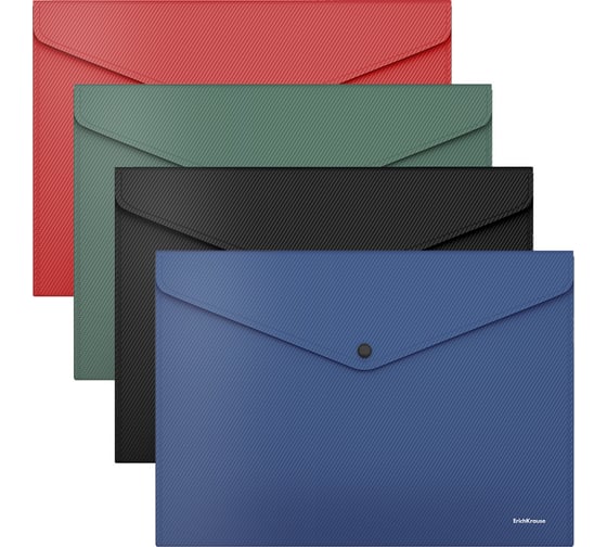 Пластиковая папка-конверт ErichKrause Diagonal Classic на кнопке, A4, ассорти 50297 1