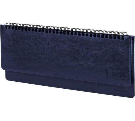 Планинг датированный 2026 BRAUBERG 305x140мм, Imperial, под кожу, синий, 117228