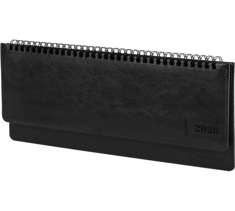 Планинг датированный 2026 BRAUBERG 305x140мм, Imperial, под кожу, черный, 117229