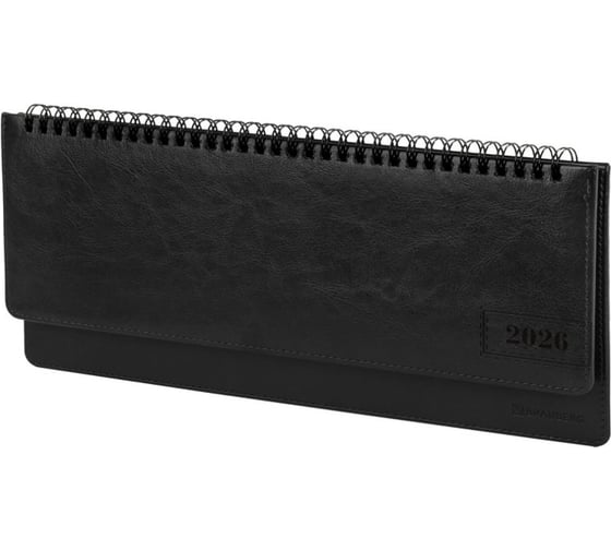 Планинг датированный 2026 BRAUBERG 305x140мм, Imperial, под кожу, черный, 117229