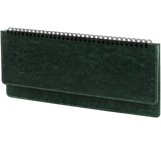 Планинг датированный 2026 BRAUBERG 305x140мм, Imperial, под кожу, зеленый, 117230