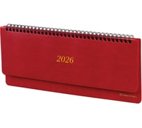 Планинг датированный 2026 BRAUBERG 305x140мм, Iguana, под кожу, красный, 117225