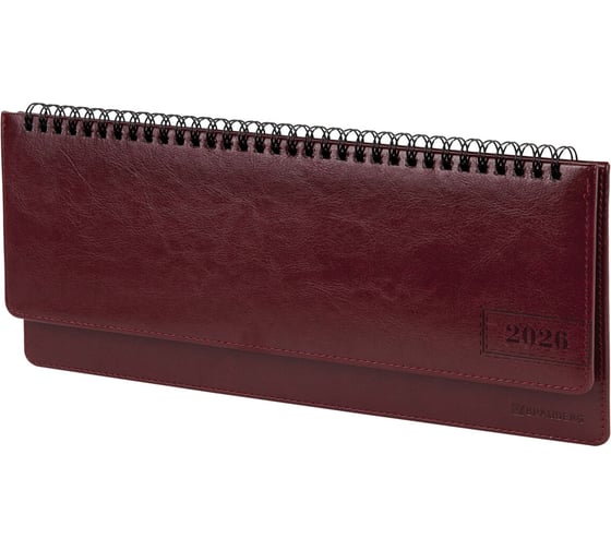 Планинг датированный 2026 BRAUBERG 305x140мм, Imperial, под кожу, бордовый, 117227