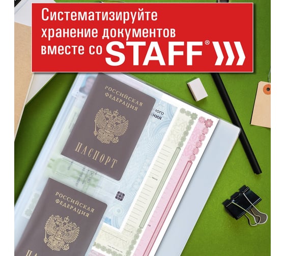 Папка-органайзер обложка семейная Staff для 2-х комплектов документов, А4, ПВХ, матовая, 238873