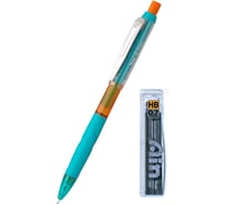 Автоматический карандаш Pentel Q-Erase, зеленый корпус, 0.7 мм .с длинным выкручивающимся ластиком + грифели 0.7 мм HB 40 шт.PQE427D-C257 782698