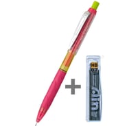 Автоматический карандаш Pentel Q-Erase, розовый корпус, 0.7 мм .с длинным выкручивающимся ластиком + грифели 0.7 мм HB 40 шт.PQE427P-C257 782725