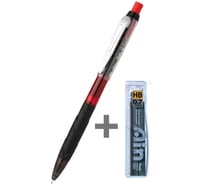 Автоматический карандаш Pentel Q-Erase, черный корпус, 0.7 мм с длинным выкручивающимся ластиком + грифели 0.7 мм HB 40 шт.PQE427A-C257 782677