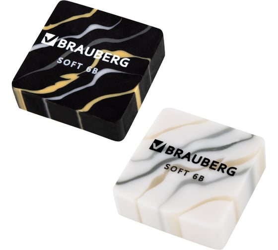 Ластики BRAUBERG MARBLE, 34x34x11 мм, квадратные, блистер 272735