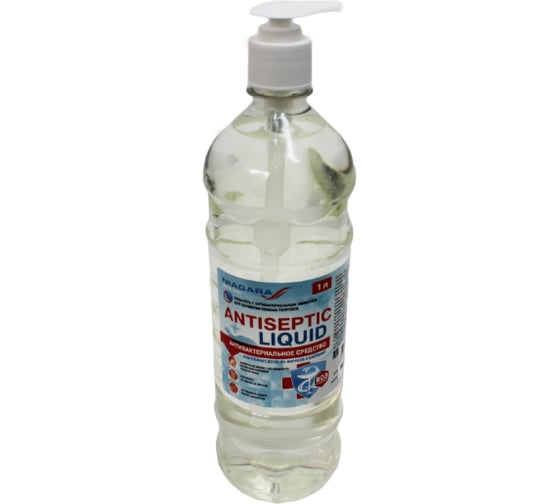 Антисептик для рук NIAGARA Antiseptic Liquid с антибактериальным эффектом 1 л, пэт с нажимным 1031000047 1