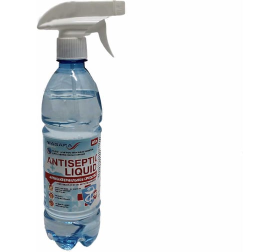 Антисептик для рук NIAGARA Antiseptic Liquid с антибактериальным эффектом 0,5 л, ПЭТ с триггером 001034000027 1