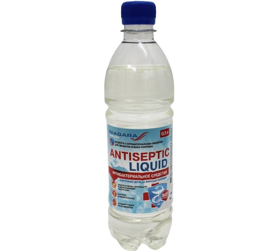 Антисептик для рук NIAGARA Antiseptic Liquid с антибактериальным эффектом 0.5 л, ПЭТ с крышкой 001031000027 1