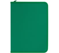 Папка объемная на молнии пластиковая BRAUBERG на 4 кольцах 35мм А4, PIXEL,темно-зеленая, 0,7мм 273079