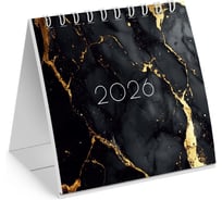 Календарь-домик настольный BRAUBERG на гребне, 2026г, 101x101мм, Black marble 117279