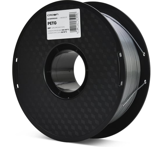 Филамент Crown CM-FILPETG024SS PETG 1.75 1кг сталь серебристая CM000003751 1
