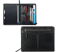 Папка из кожзама на молнии ОФИСМАГ, 340x260x25мм, черная, 26-151-1 240515