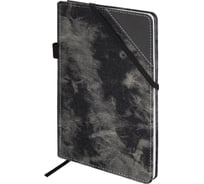 Блокнот BRAUBERG А5 135x210мм Denim, ткань/экокожа, резинка, держатель, 80л, клетка, черный 117140