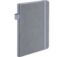 Блокнот BRAUBERG А5 135x212мм Edge, под кожу, резинка, держатель, 80л, клетка, серый 117146