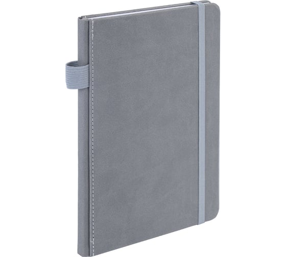 Блокнот BRAUBERG А5 135x212мм Edge, под кожу, резинка, держатель, 80л, клетка, серый 117146 1