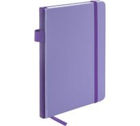 Блокнот BRAUBERG А5 135x212мм Edge, под кожу, резинка, держатель, 80л, клетка, сиреневый 117150