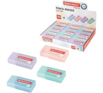 Ластик BRAUBERG PASTEL MATTE, КОМПЛЕКТ 30 шт., 50x24x10мм, прямоугольный, картон.держатель, эко ПВХ, ассорти 272729