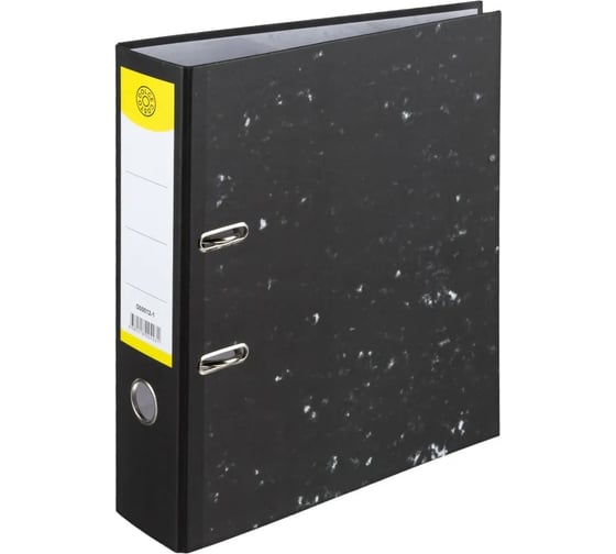 Папка-регистратор ООО Комус А4, 75мм, мрамор черный, б/метал. уголка 1879850 1
