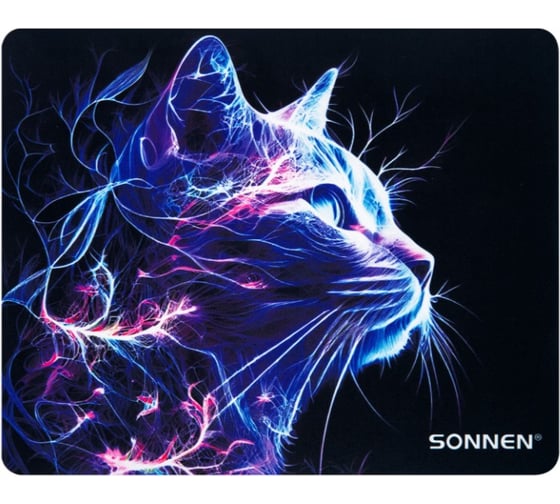 Коврик для мыши SONNEN NEON CAT резина+ткань, 250x200x2мм, 513956 1