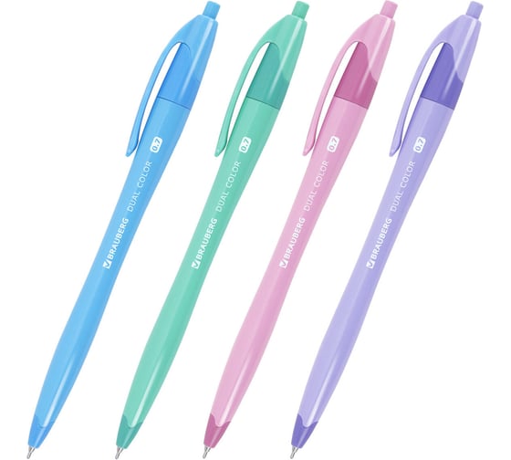 Ручка шариковая масляная автоматическая BRAUBERG DUAL COLOR, синяя, 24 шт.,0,7 мм, линия 0,35 мм, 144327 1