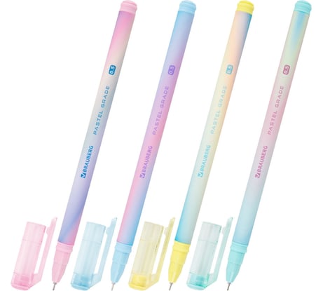 Ручка гелевая BRAUBERG GRADE PASTEL, синяя, 30 шт., игольчатый узел 0,5мм, линия письма 0,3мм, 144284