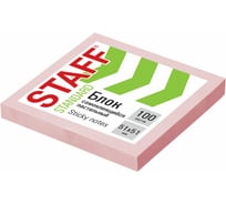 Блок самоклеящийся (стикеры) STAFF STANDARD, пастельный, 51x51 мм, комплект 12 ШТ., розовый, 100 листов, 116580