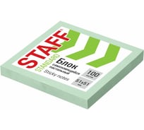 Блок самоклеящийся (стикеры) STAFF STANDARD, пастельный, 51x51 мм, комплект 12 ШТ., зеленый, 100 листов, 116579