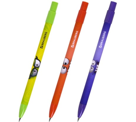 Карандаш механический BRAUBERG 2 мм, с принтом кросс-серия МОНСТРИКИ, HB, корпус ассорти, КОМПЛЕКТ 24 ШТ., 182111