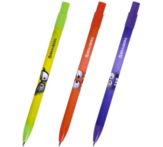 Карандаш механический BRAUBERG 2 мм, с принтом кросс-серия МОНСТРИКИ, HB, корпус ассорти, КОМПЛЕКТ 24 ШТ., 182111 1