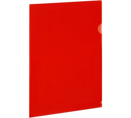 Папка-уголок прозрачная BRAUBERG А4 UNIVERSAL, КОМПЛЕКТ 50 ШТ., красная, 0,10 мм 273047