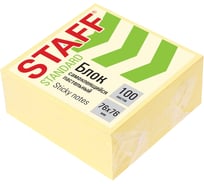 Блок самоклеящийся Staff (стикеры) STANDARD, ПАСТЕЛЬНЫЙ 76x76 мм, КОМПЛЕКТ 6 ШТ., желтый, 400 листов 116586