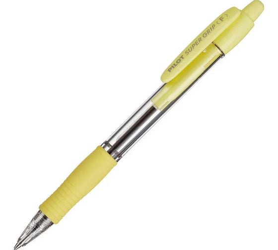 Ручка шариковая автоматическая с грипом ОФИСМАГ PILOT Super Grip, синяя, 12 ШТ., желтые детали, линия 0,21мм, BPGP-10R-F 144716 1