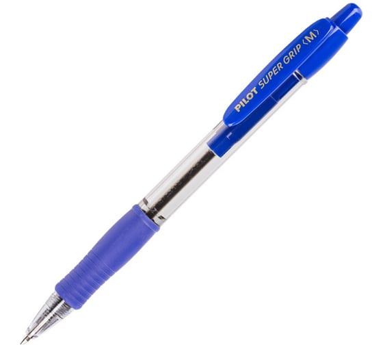Ручка шариковая автоматическая с грипом ОФИСМАГ PILOT Super Grip, синяя, 12 ШТ., 1мм, линия 0,27мм, BPGP-10R-M L 144713 1