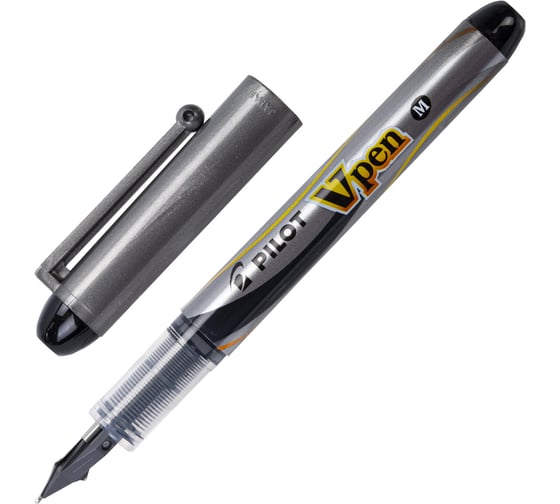 Ручка перьевая ОФИСМАГ PILOT V-Pen, ЧЕРНАЯ, корпус серый, линия письма 0,58мм, SVP-4M B 144708