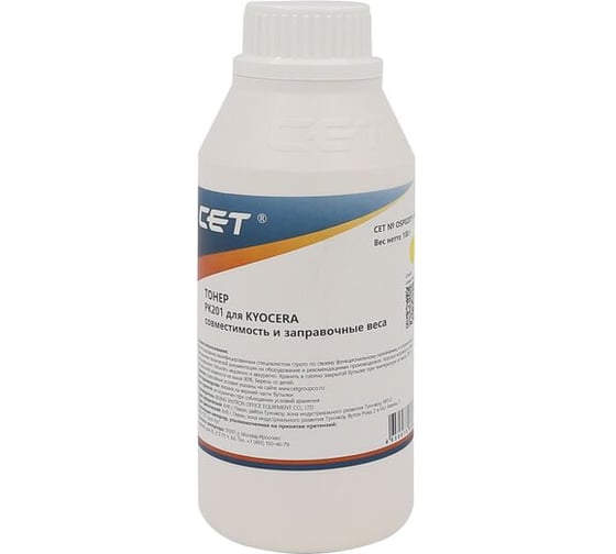 Тонер CET PK201 OSP0201Y-100 желтый бутылка 100гр. Kyocera Ecosys P6030cdn/M6026cdn для принтера 2131614 1