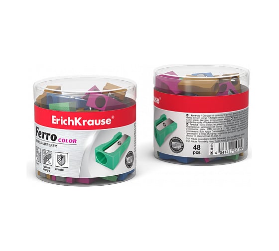 Металлическая точилка ErichKrause Ferro Color, цвет корпуса ассорти 38014